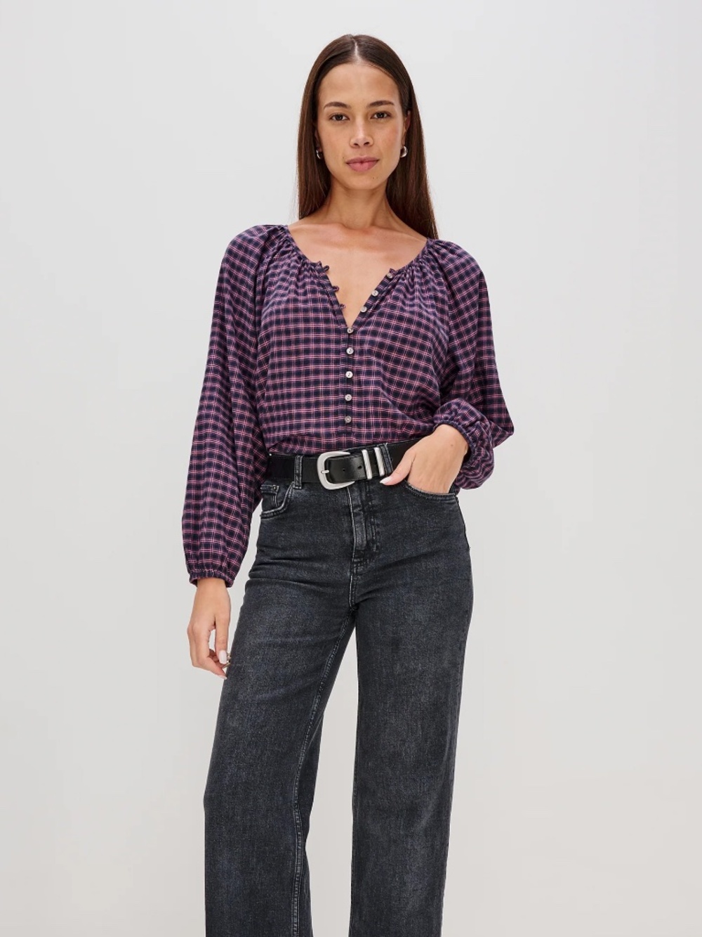 Rails Checked Button-Front Indi Top - Picture 4 of 9